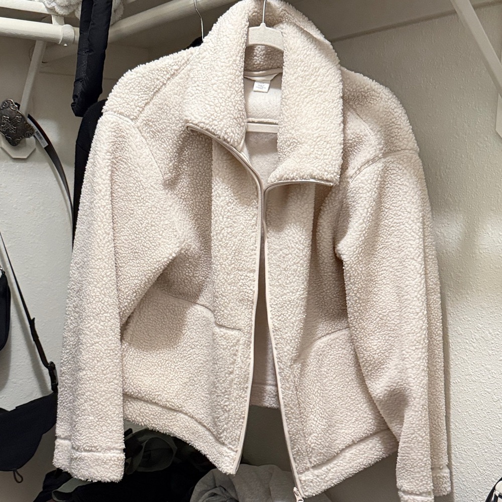 Cream Oversized Teddy Jacket